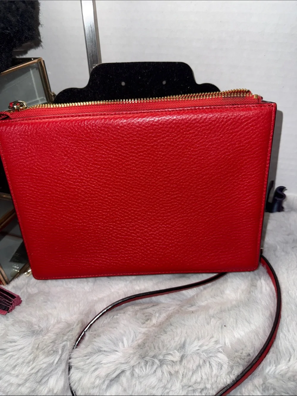 kate spade Red Pebbled Leather Crossbody with Gold Hardware